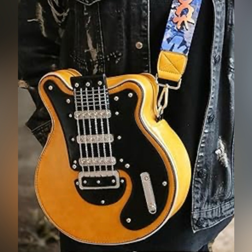 Dunnigan Guitar Crossbody Bag Yellow Rocker Statement Purse NWT